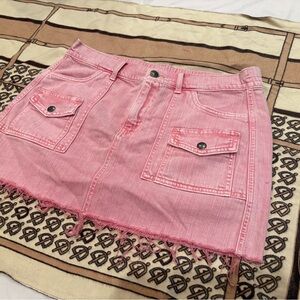 Pink Denim Mini Skirt-Aerie